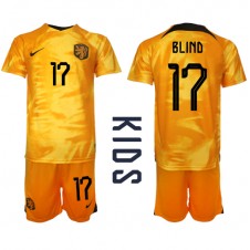 Nederland Daley Blind #17 Hjemmedraktsett Barn VM 2022 Kortermet (+ korte bukser)